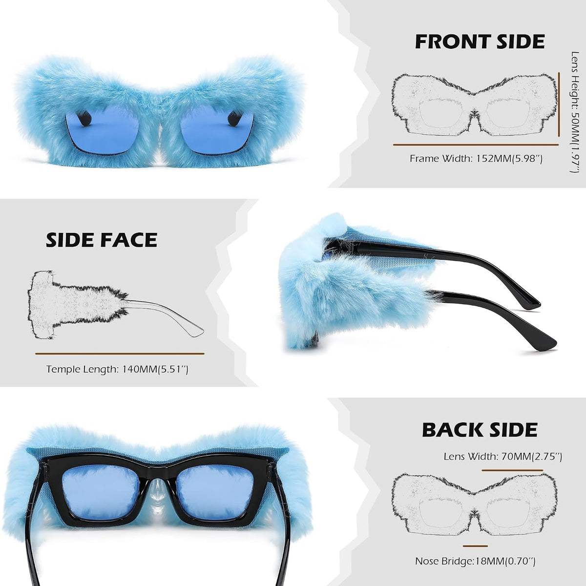 ÉÌƷͼƬ 110 | B09PN9V5N6 | FEISEDY Sunglasses Women Plush Fuzzy Soft Velvet Party Masquerade B2877