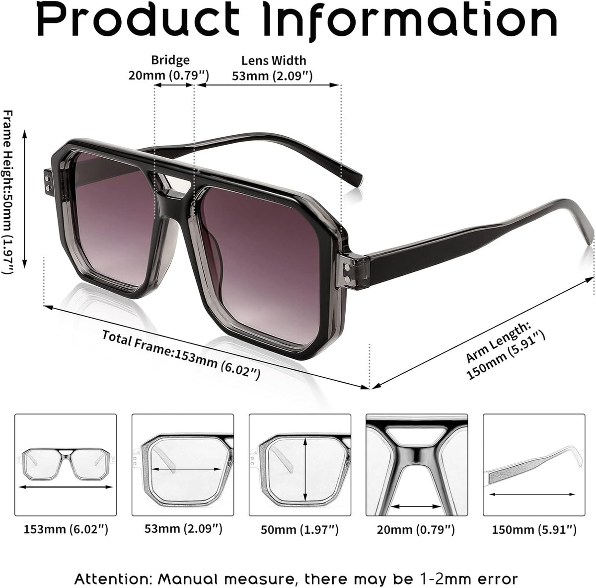 ÉÌƷͼƬ 21 | B0B9BNZRMZ | FEISEDY Retro Aviator Square Sunglasses for Women Men UV400 B2939