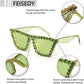 商品图片 4 | B09V7X56D4 | FEISEDY Women Crystal Square Cat Eye Sunglasses Sparkling Trendy Retro Cateye Sunglasses B2898