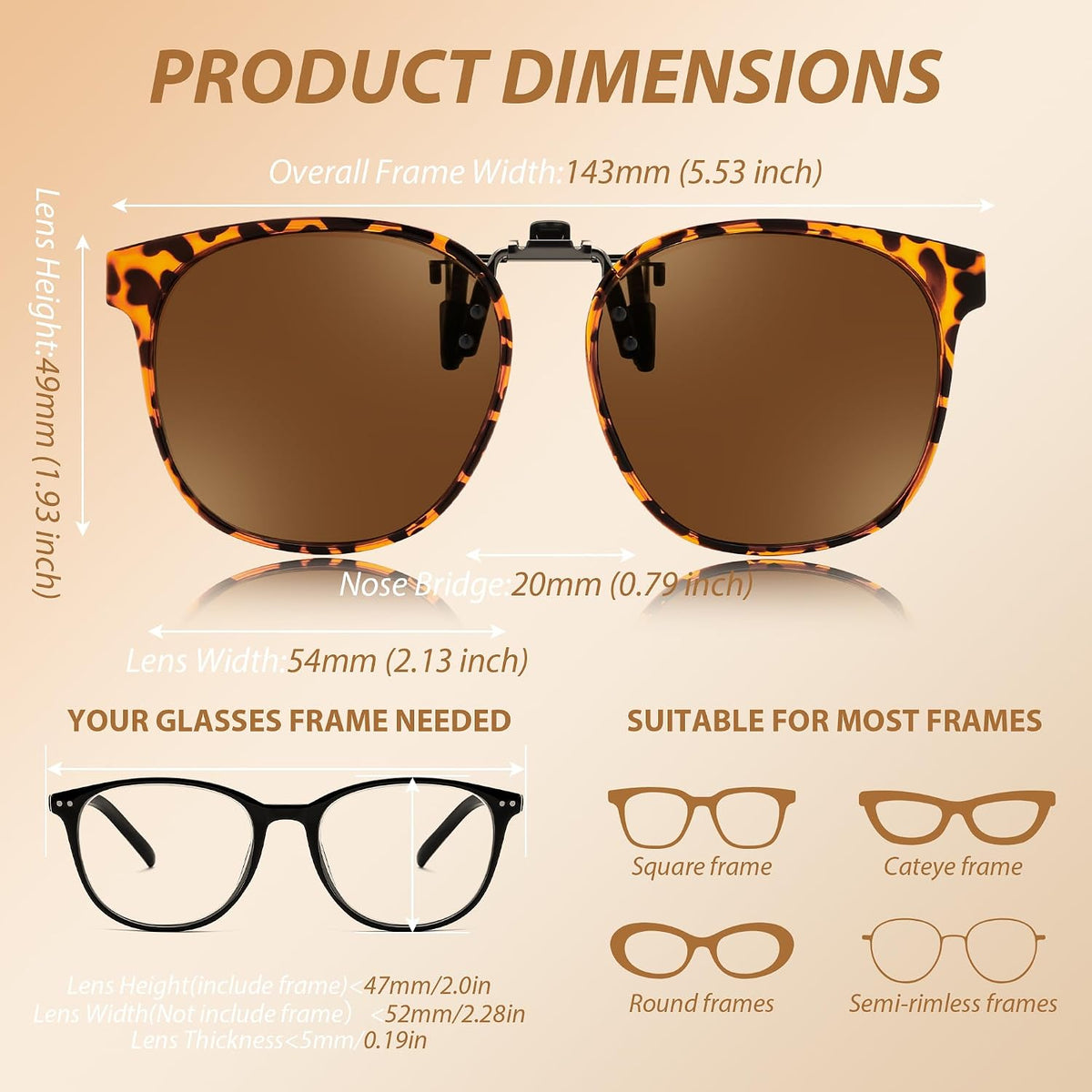 商品图片 41 | B0HDSX3PVB | FEISEDY Polarized Flip-Up Clip On Sunglasses Over Prescription B0486