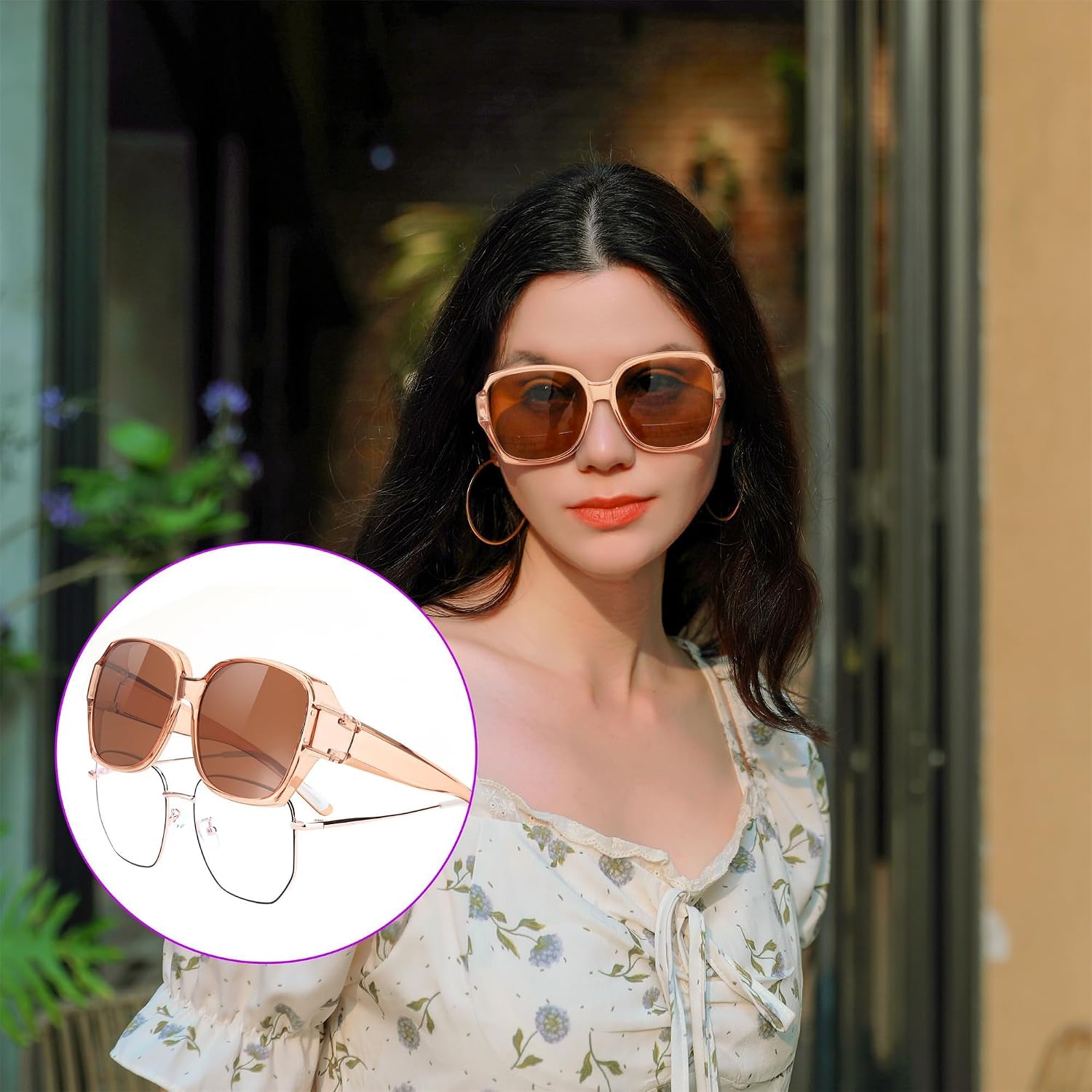 商品图片 18 | B0CPJ88KXS | FEISEDY Fit Over Glasses Sunglasses Polarized for Women Sunglasses Over Prescription Glasses Oversized UV Protection B1114