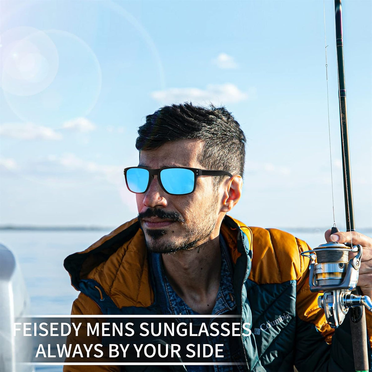 ÉÌƷͼƬ 41 | B09P11P3PC | FEISEDY Polarized Sports Sunglasses for Men Women, Classic Fishing Driving Cycling Goggles, UV400 Protection B2234