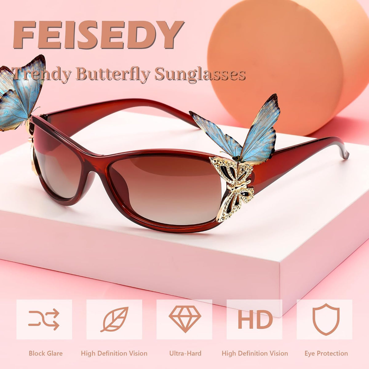ÉÌƷͼƬ 43 | B0CNRQ7WVZ | FEISEDY Y2K Women Polarized Sunglasses Butterfly Wrap Around UV400 Shades