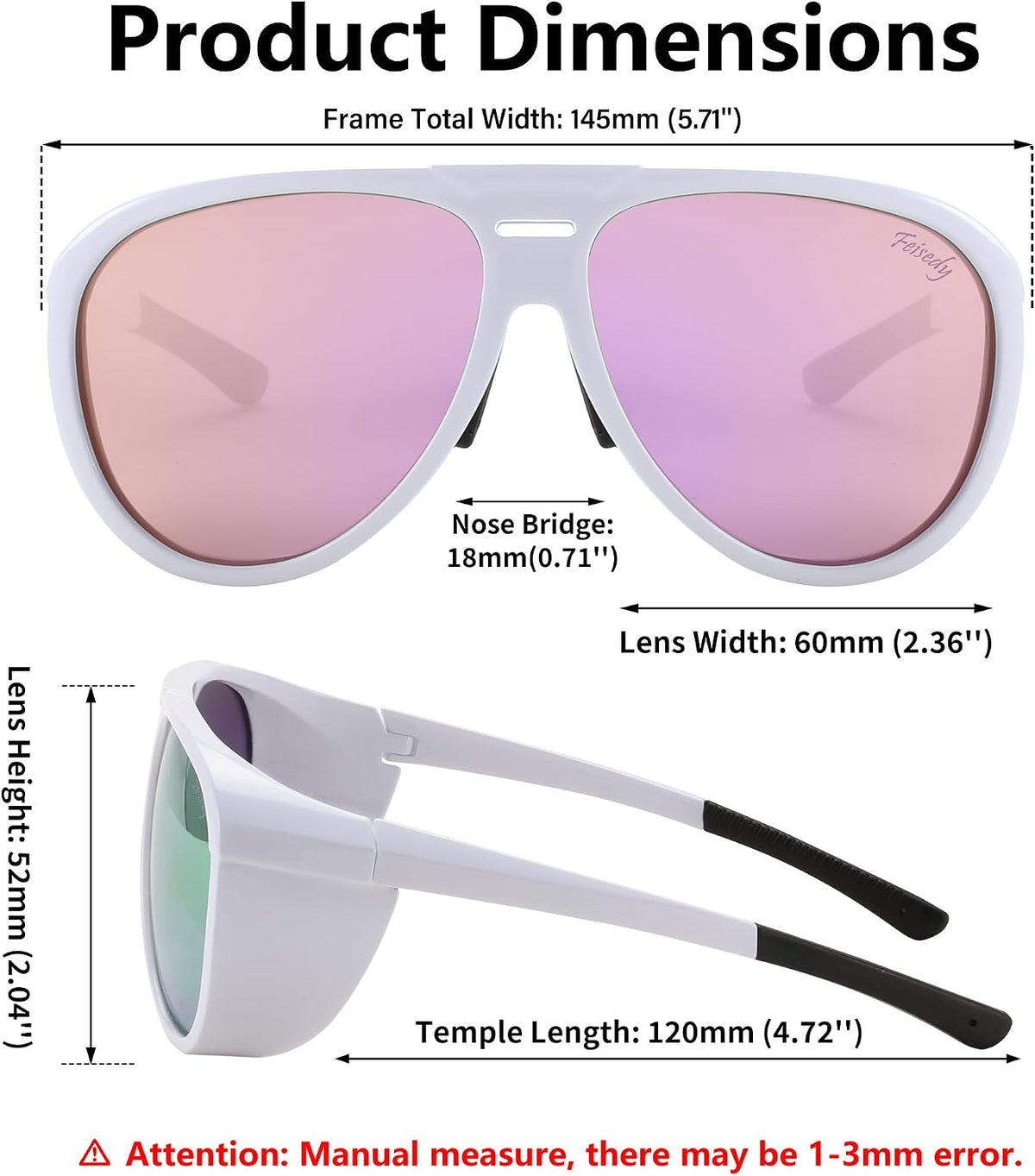 ÉÌƷͼƬ 13 | B0CT5M1L9R | FEISEDY Polarized Aviator Sunglasses Men Women Oversized Round Steampunk Sunglasses Side Shield Goggles B0095