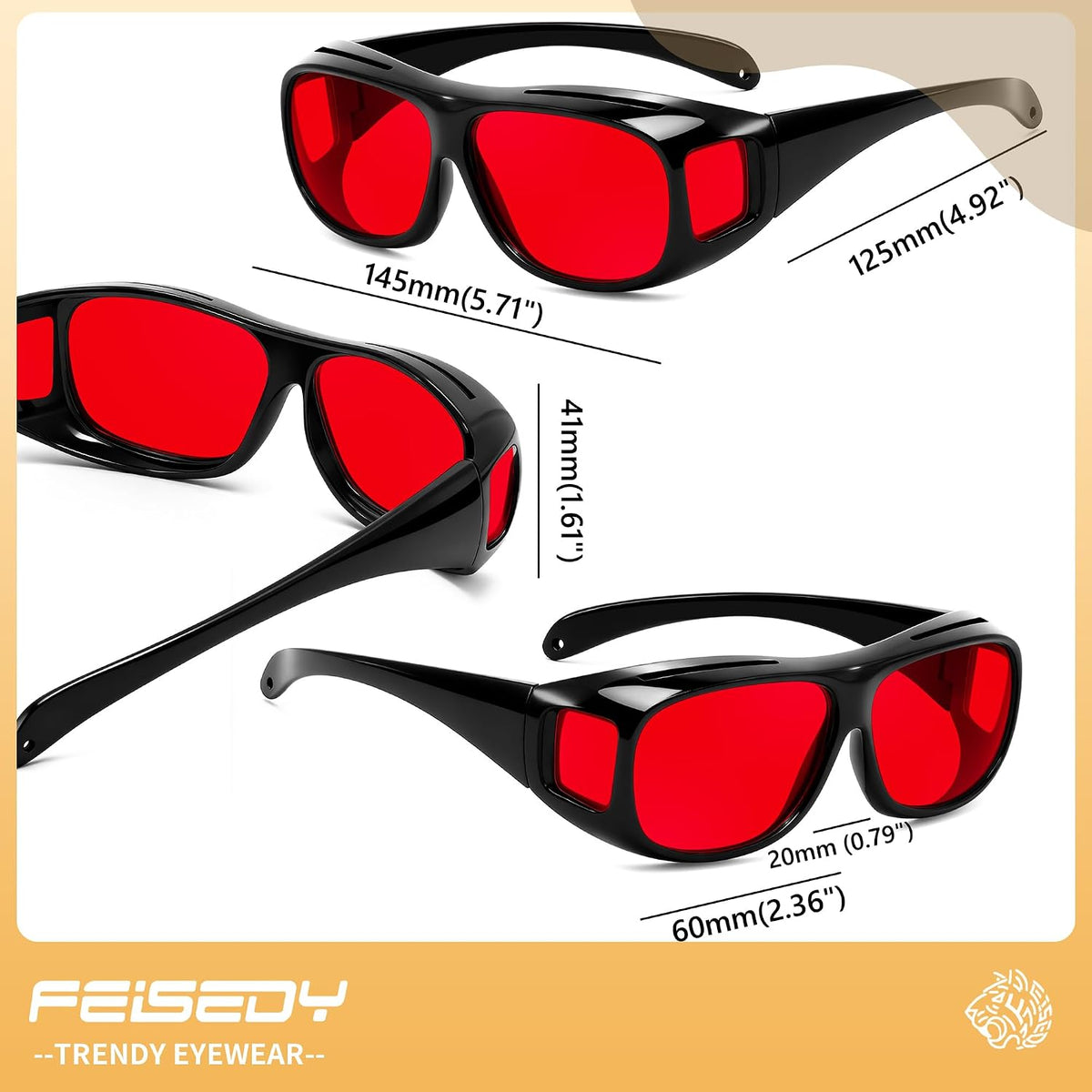 ÉÌƷͼƬ 17 | B0FWBRF3SR | FEISEDY Fit Over Glasses Sunglasses, Work Safety Goggles for Men Women, Wrap Around Sunglasses Outdoors B0343