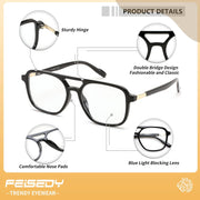 ÉÌƷͼƬ 6 | B0DPLTC8K6 | FEISEDY Vintage Square Blue Light Blocking Glasses Women Men 70s Flat Aviator Glasses Computer Anti Glare B0062