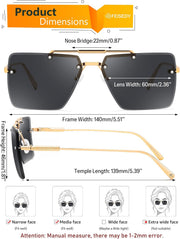商品图片 7 | B0HFJXV98G | FEISEDY Rimless Aviator Sunglasses for Women Men Luxury UV400 Shades