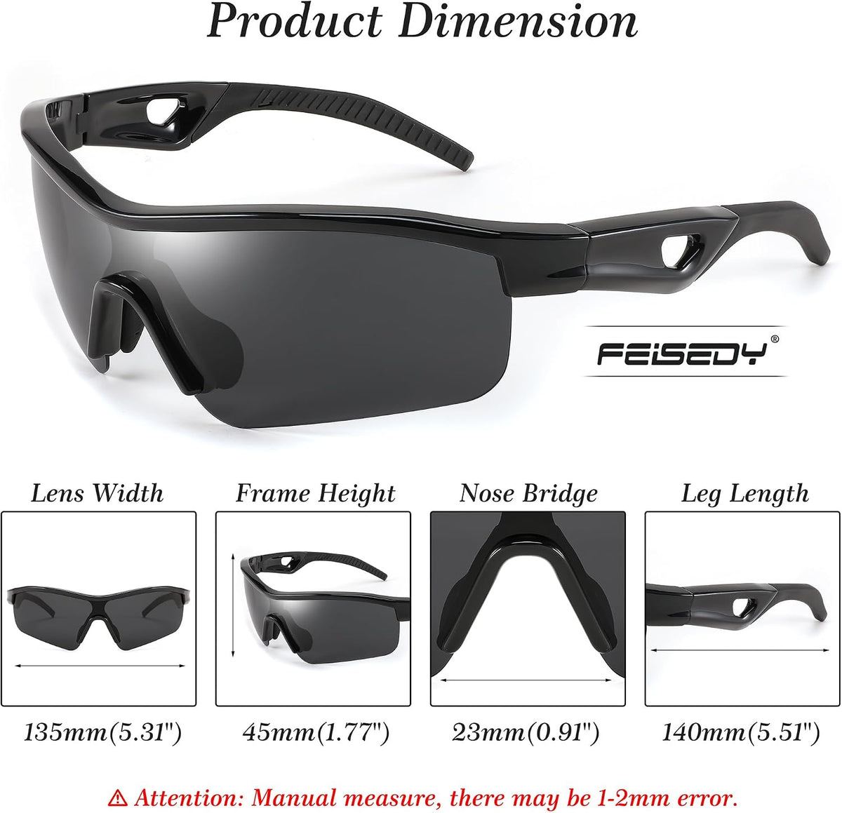ÉÌƷͼƬ 20 | B0C7189J4Z | FEISEDY Men Sunglasses, Polarized Cycling Sunglasses, UV400 Sports Baseball Running Fishing Hiking Shades B2372