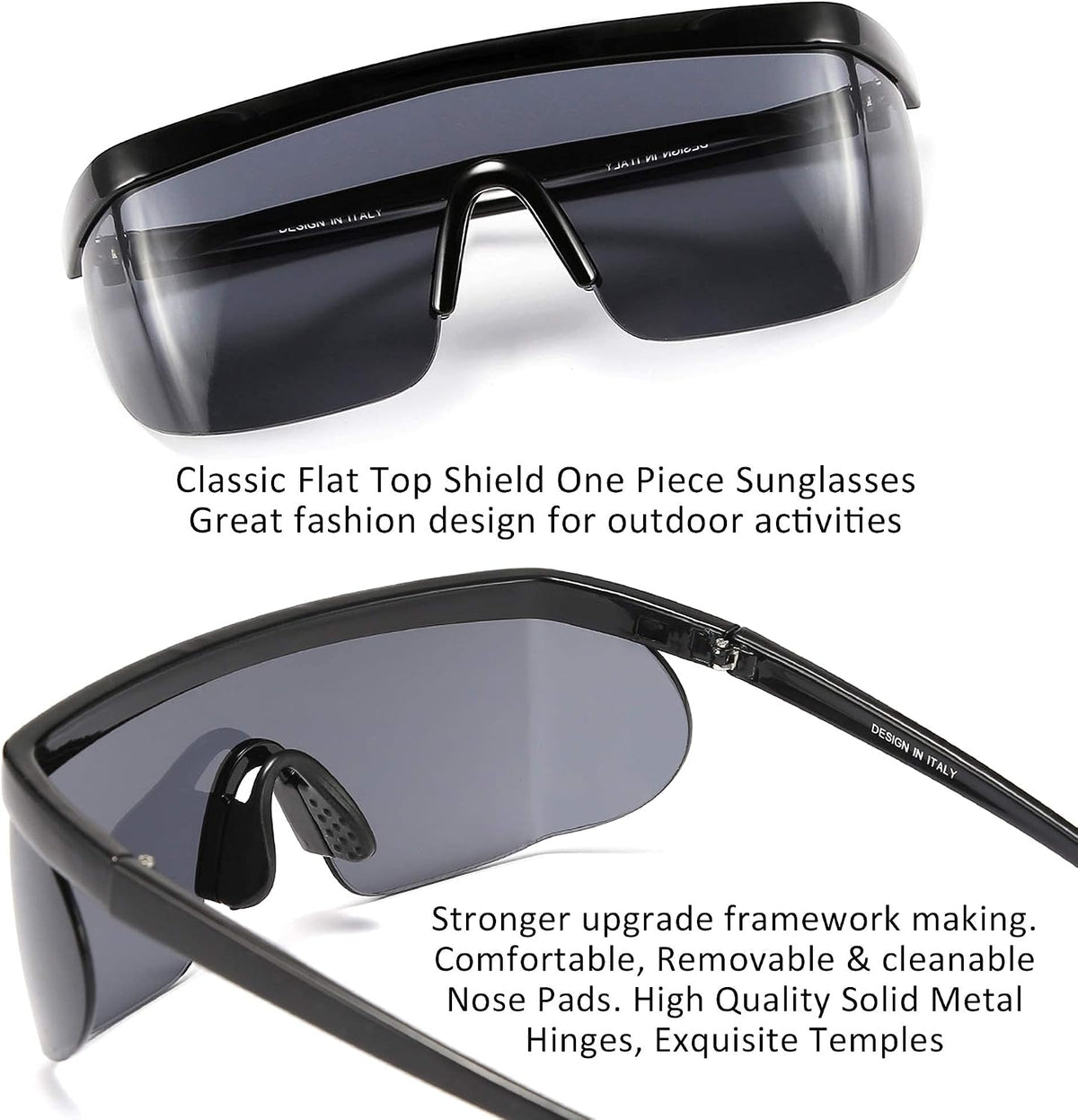 ÉÌƷͼƬ 61 | B096SD9GGG | FEISEDY Oversized Mirror Shield Sport 80s Sunglasses Ski Goggles Flat Top One Piece Futuristic Visor Women Men B2522