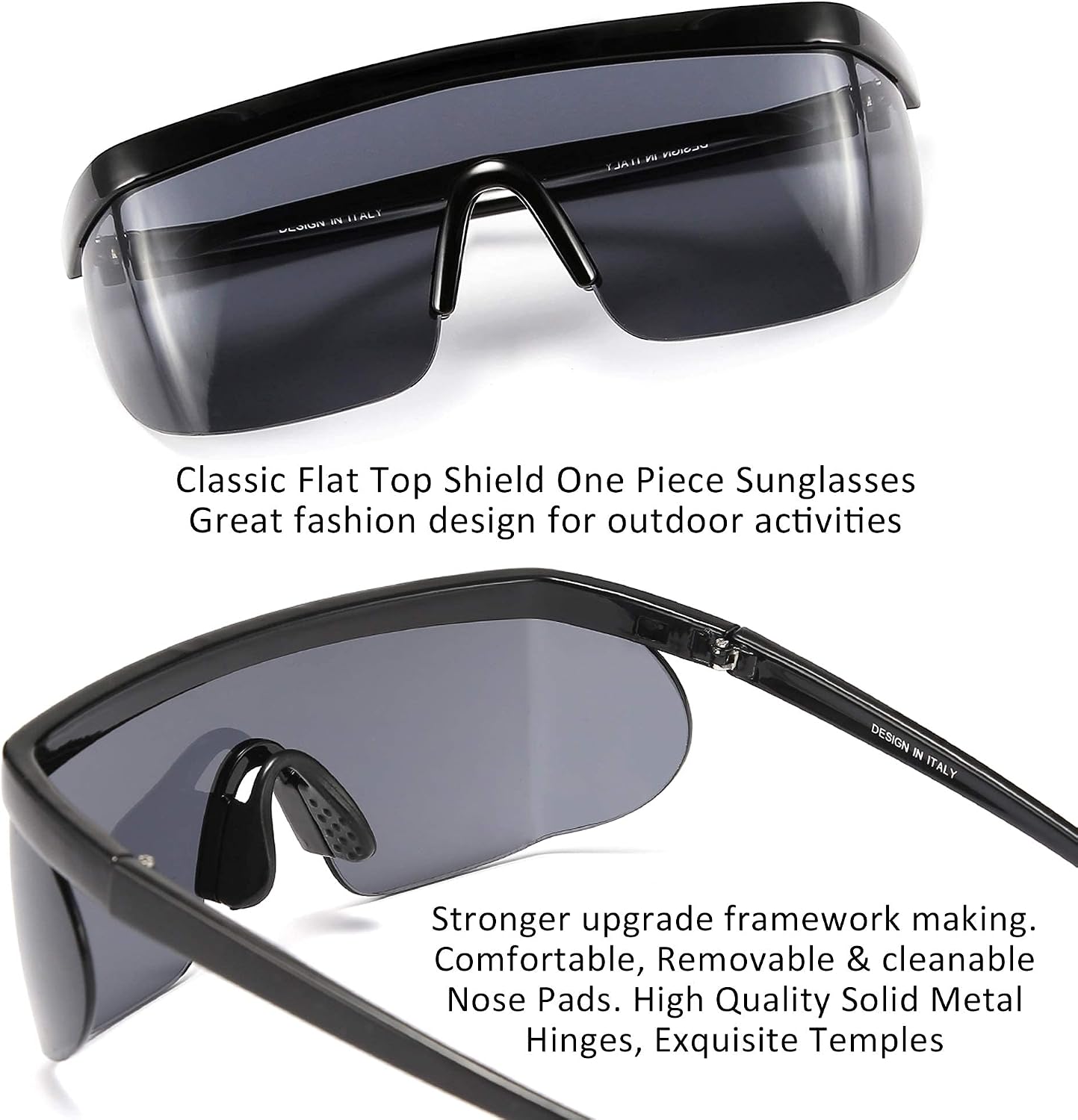 商品图片 61 | B096SD9GGG | FEISEDY Oversized Mirror Shield Sport 80s Sunglasses Ski Goggles Flat Top One Piece Futuristic Visor Women Men B2522
