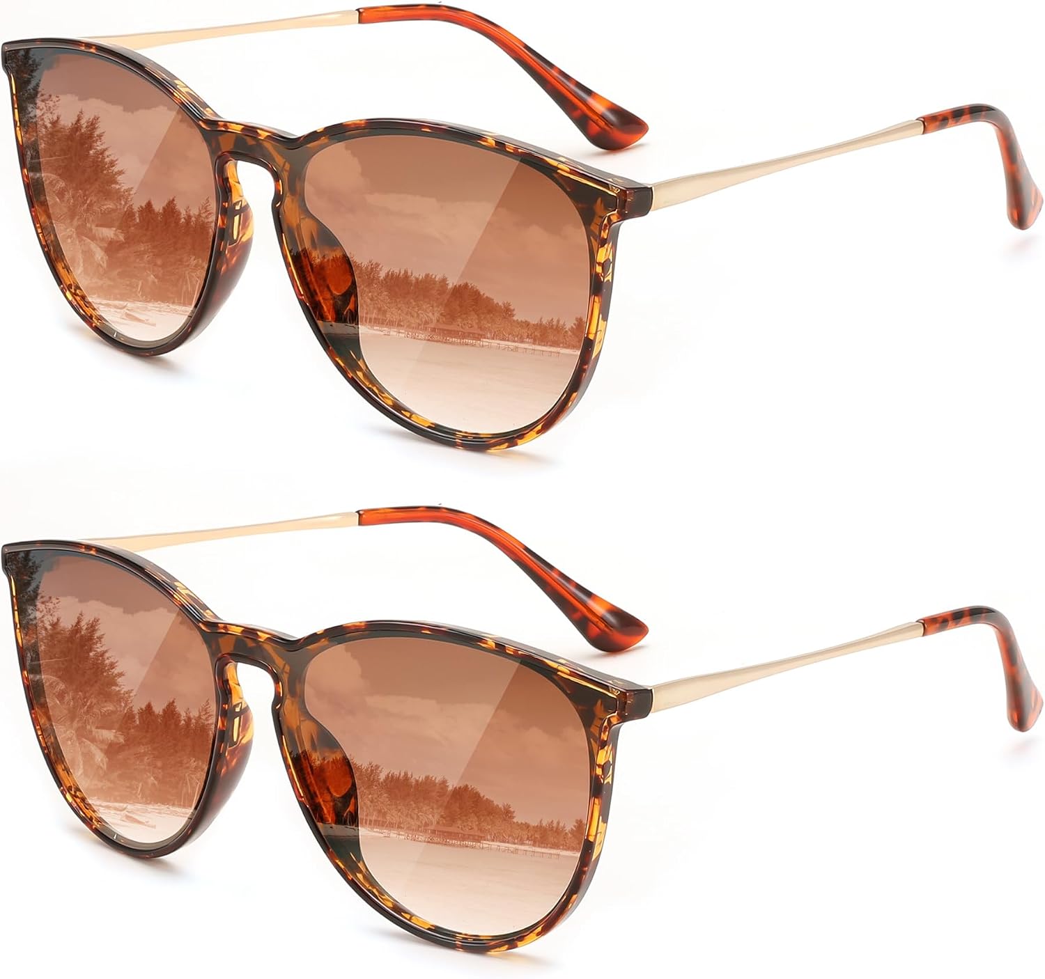 Z2pack Leopard-gradual Tea / 58 Millimeters | B0DYV6HD2W | FEISEDY Sunglasses for Women Men Retro Round Cateye Designer Cute Mirrored UV Protection Lens B0210