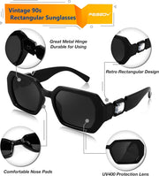 ÉÌƷͼƬ 3 | B0CNPQGQRW | FEISEDY Retro Rectangle Sunglasses for Women Men Classic Square Rhinestone Frame Sun Glasses Polygon Designer UV400 B0047