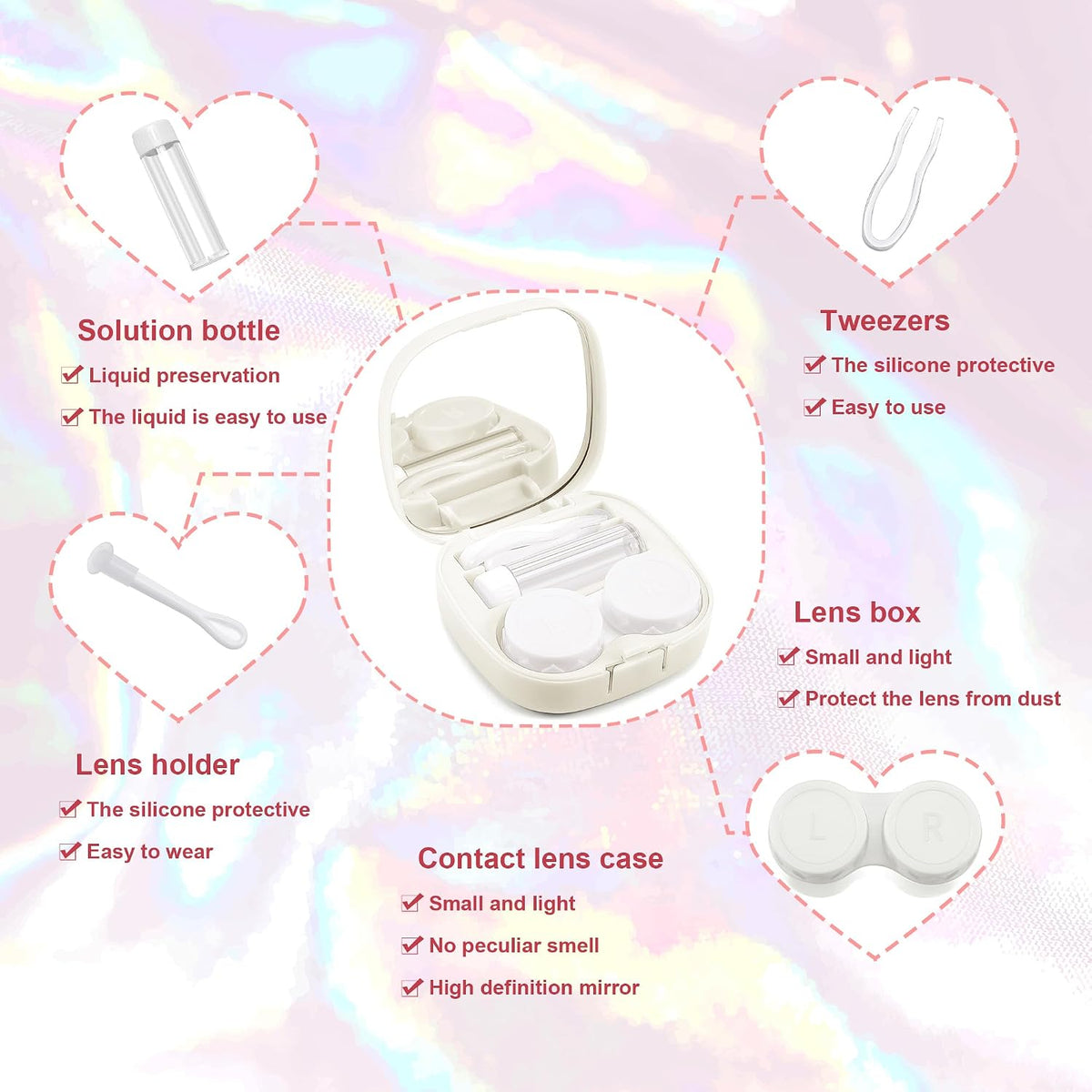 商品图片 20 | B0CND2TZC4 | FEISEDY Portable Cute Contact Lens Case Remover Tool With Mirror Tweezers Kit for Women and Girl B0081