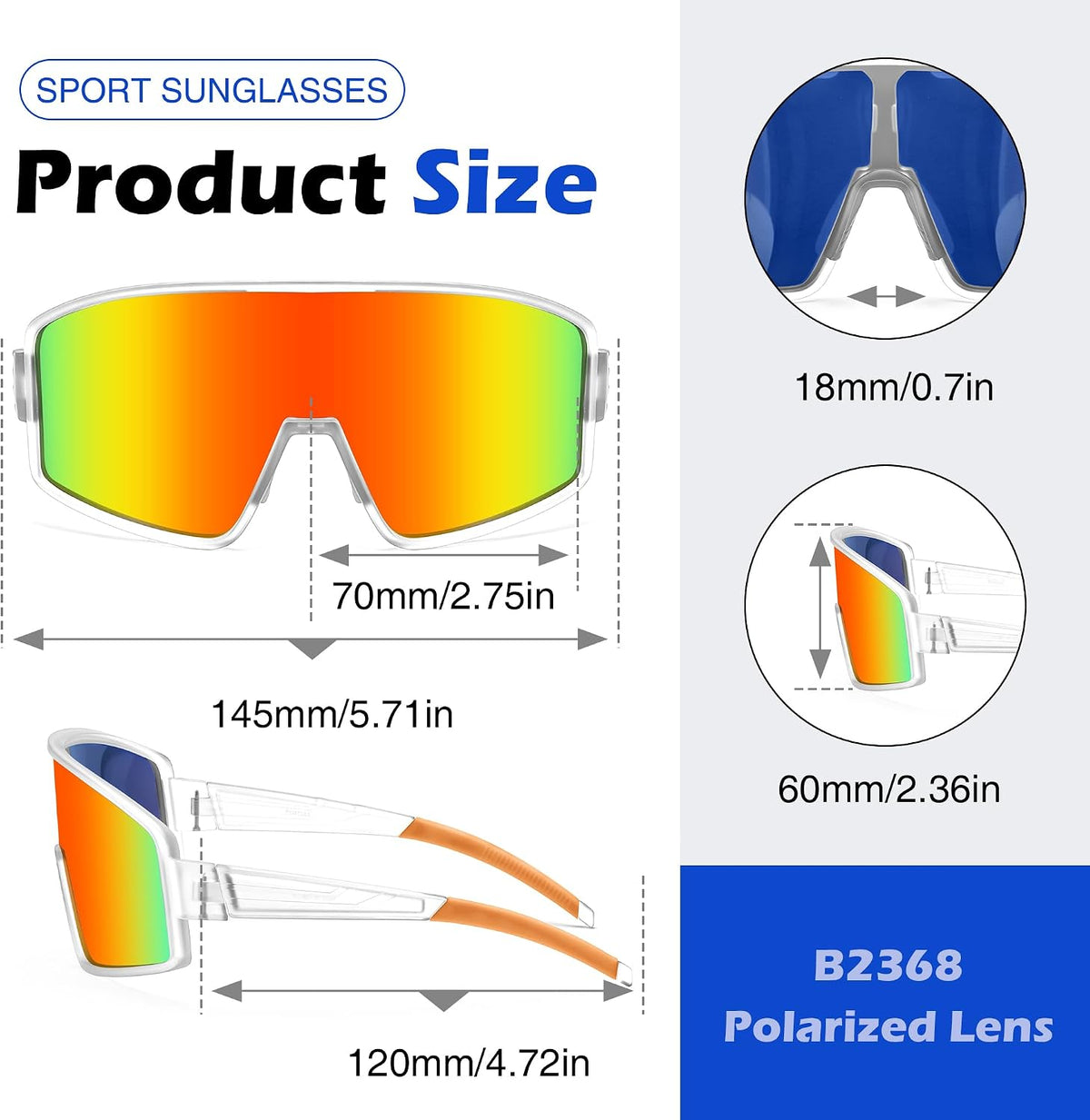 ÉÌƷͼƬ 29 | B0CTT71RHP | FEISEDY Polarized Sports Sunglasses for Men Women Youth Cycling Glasses Baseball Softball Sunglasses B2368