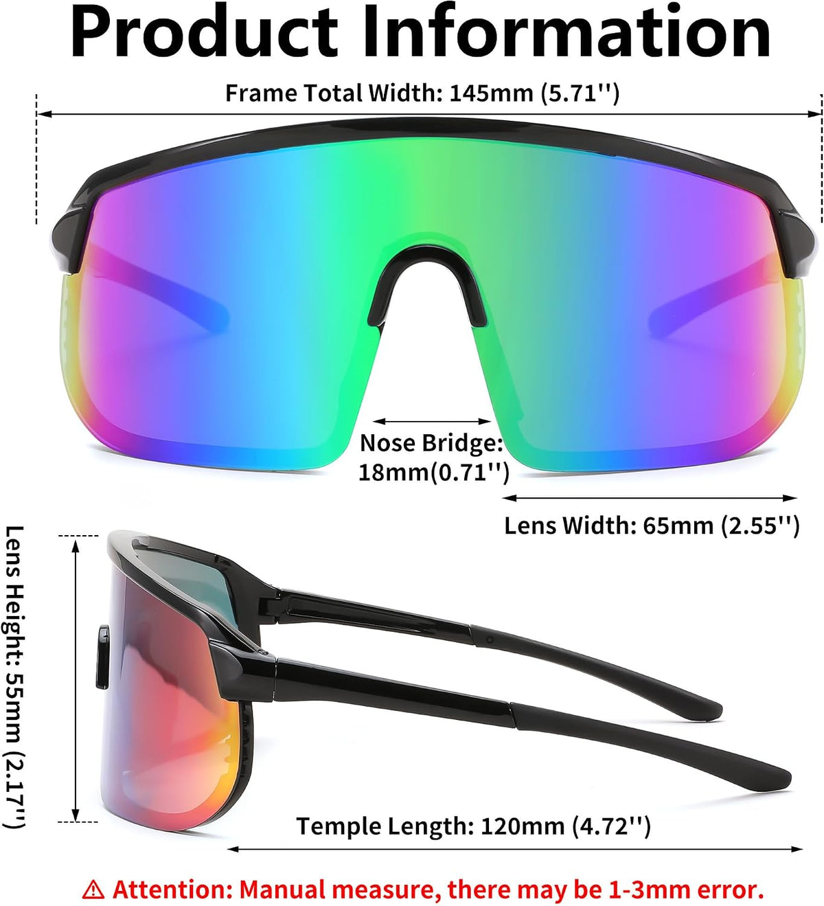 ÉÌƷͼƬ 7 | B0DGTRTMPX | FEISEDY Sports Sunglasses for Men and Women, Large Rectangular Lens, Baseball Cycling Running Sunglasses B0243