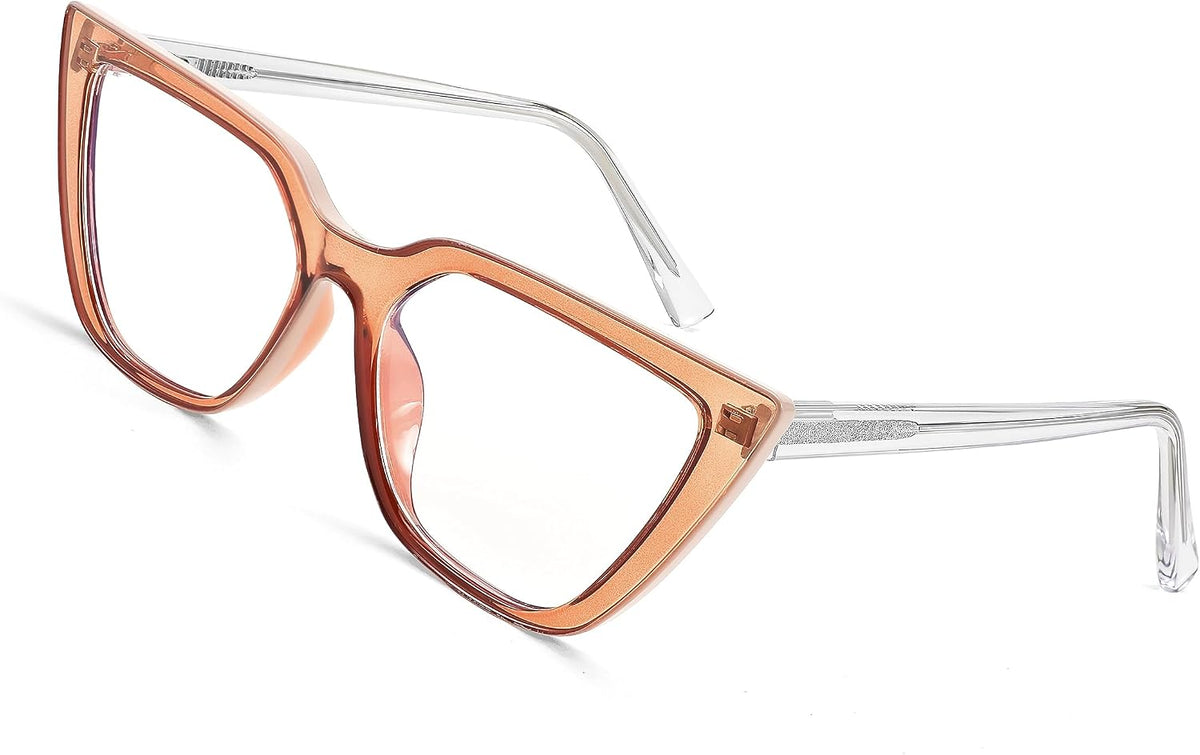 Transparent Tea / 51 Millimeters | B0BHT2S8YB | FEISEDY Women Cat Eye Blue Light Blocking Glasse Frame Fake Nerd Clear Square Computer Eyewear Anti Eyestrain B2353