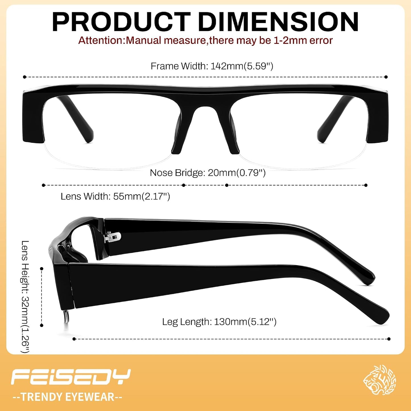 商品图片 5 | B0GY48FJF1 | FEISEDY Chic Semi Rimless Blue Light Glasses for Women B0431