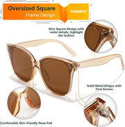 ÉÌƷͼƬ 99 | B0871BKMTN | FEISEDY Oversized Polarized Sunglasses - UV400 Protection, Square Fashion Sun Glasses for Outdoor & Daily B2600