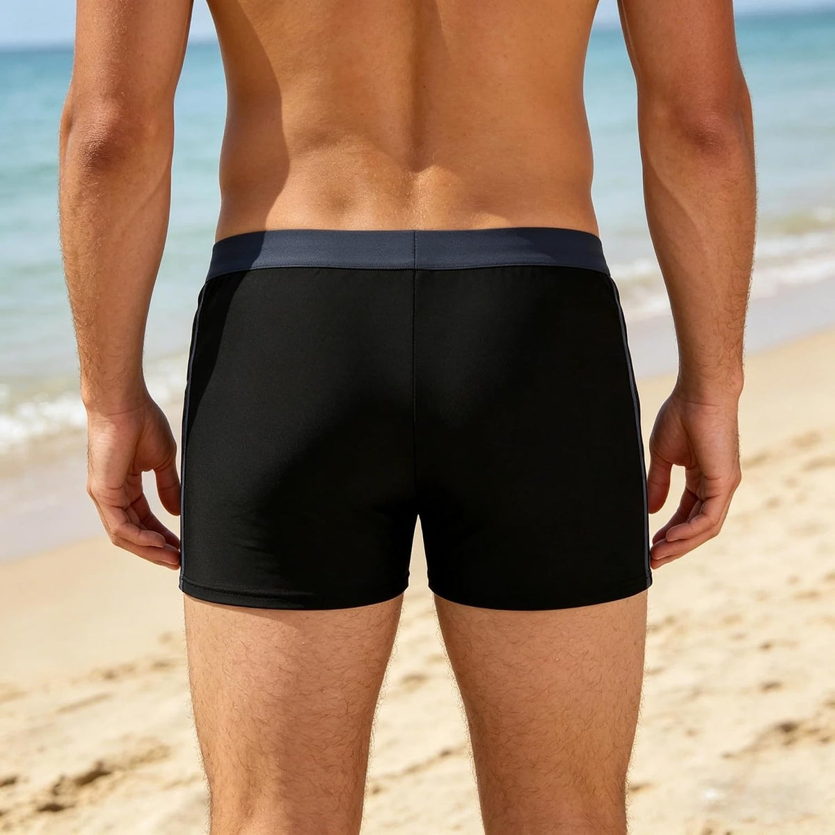 商品图片 3 | B0GXKCD8MW | Mens Square Cut Swim Briefs, Contrast Trim Quick Dry Swim Trunks, Shorts Swimwear Boxers Swimming Trunks for Men