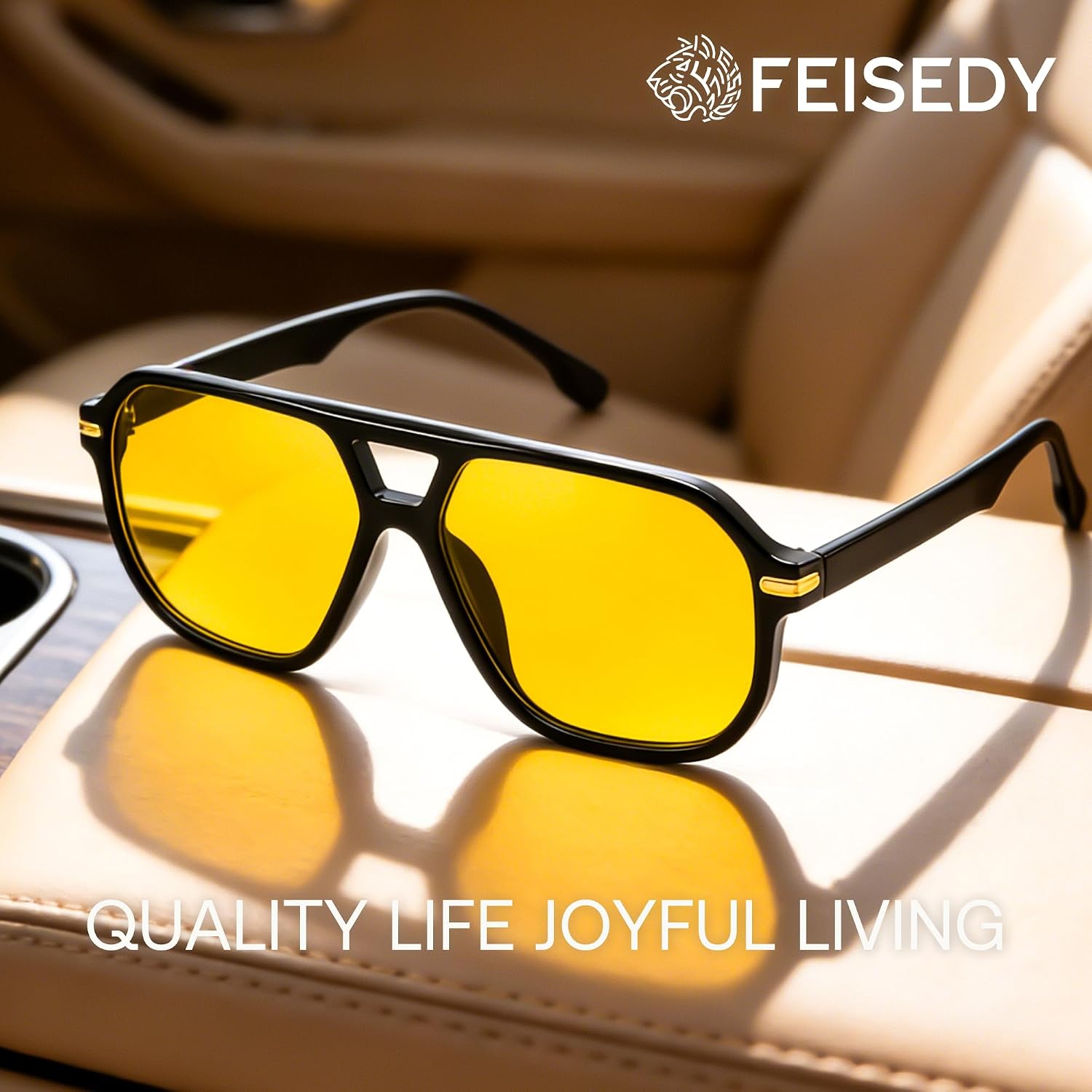 商品图片 29 | B0GTPJLQQN | FEISEDY Women Men Aviator Sunglasses UV400 Protection, Retro Trendy Square Frame for Driving Fishing Outdoor Daily B0425
