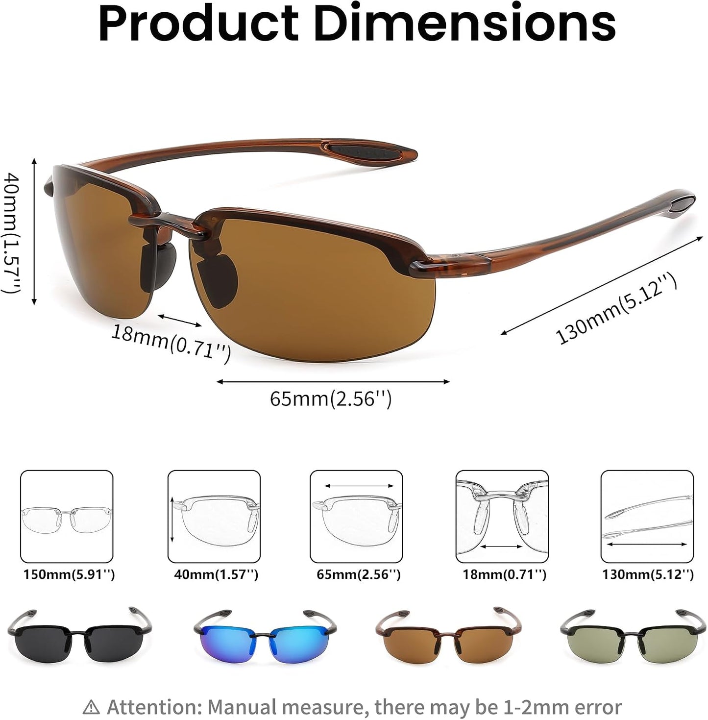 商品图片 13 | B0FY1FT8ZN | FEISEDY Sports Sunglasses for Men Women TR90 Rimless Frame for Running Fishing Driving B0349