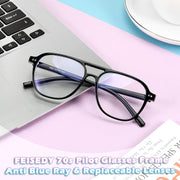 商品图片 5 | B0BYCYNXHJ | FEISEDY Lightweight Pilot Glasses Frame Blue Light Blocking Glasses Women Men Oversized Square Computer Glasses B2387