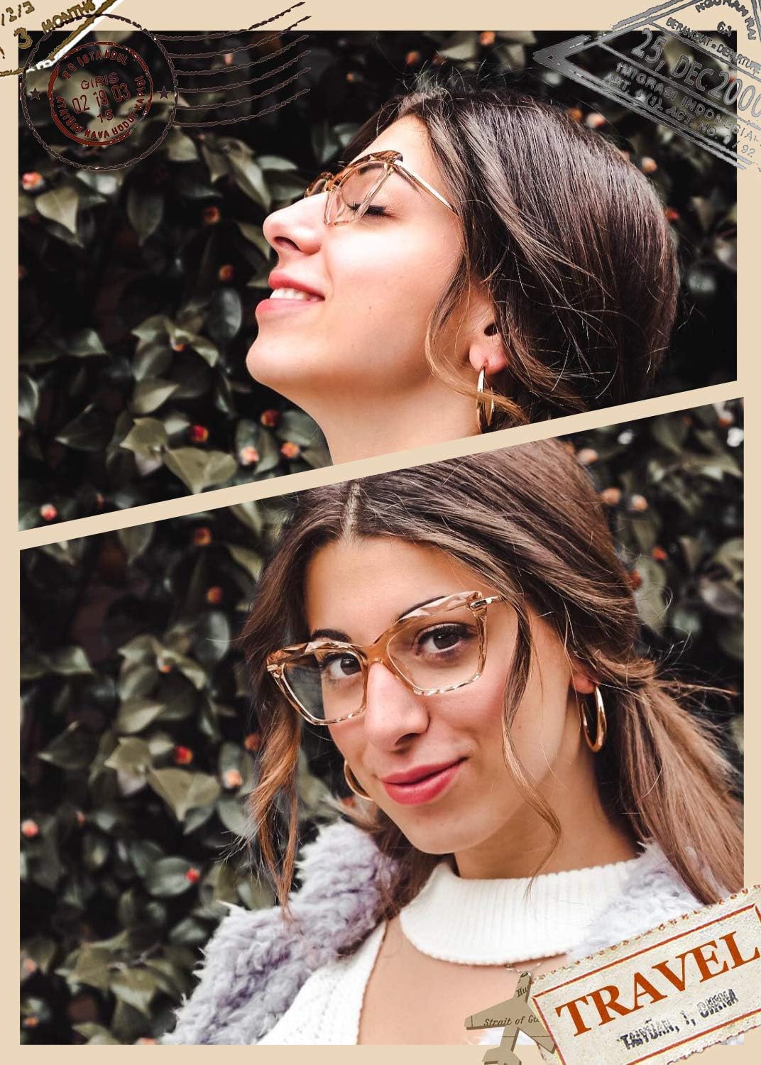 商品图片 22 | B07FR6SSY6 | FEISEDY Cat Eye Glasses Frame Clear Lenses Lightweight Eyewear for Women B2440