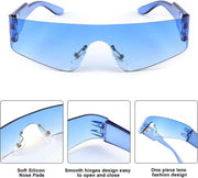 ÉÌƷͼƬ 36 | B0B1V45SXC | FEISEDY Y2K Futuristic Sunglasses Women Men Rimless One Piece Miorred B2927