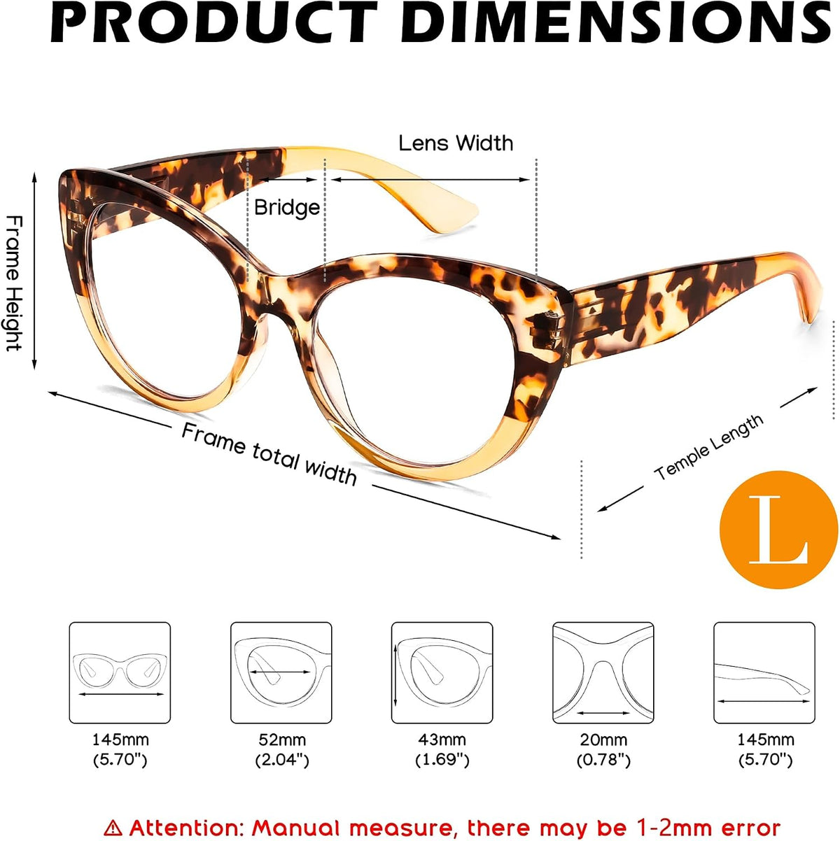 商品图片 13 | B0DFPWRH8W | FEISEDY Cat-Eye Blue Light Reading Glasses for Women Thick Fashion Anti- Glare Digital Eyestrain Readers B0230