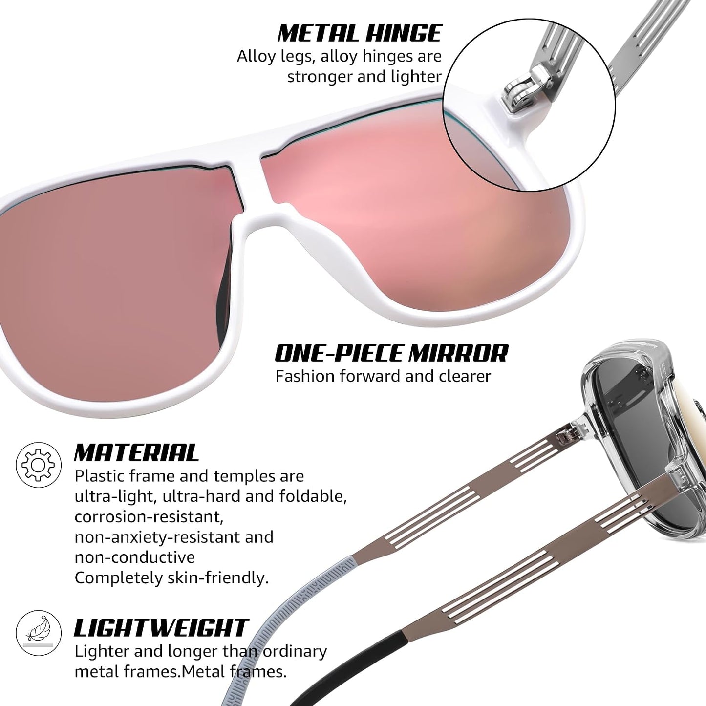 商品图片 39 | B0DSV55WLM | FEISEDY Polarized Sunglasses Men Women Mirrored One Piece Lens B0277