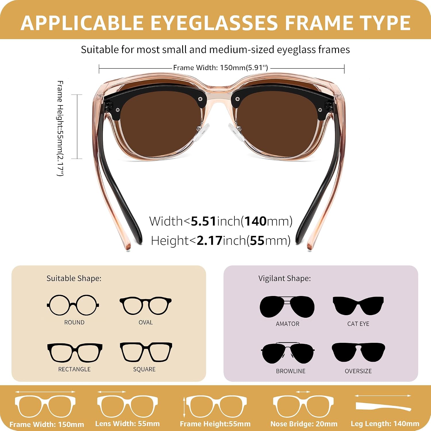 商品图片 47 | B0FRRT5Z37 | FEISEDY Fit Over Glasses Polarized Sunglasses, UV400 Protection for Driving & Outdoor Activities B0328