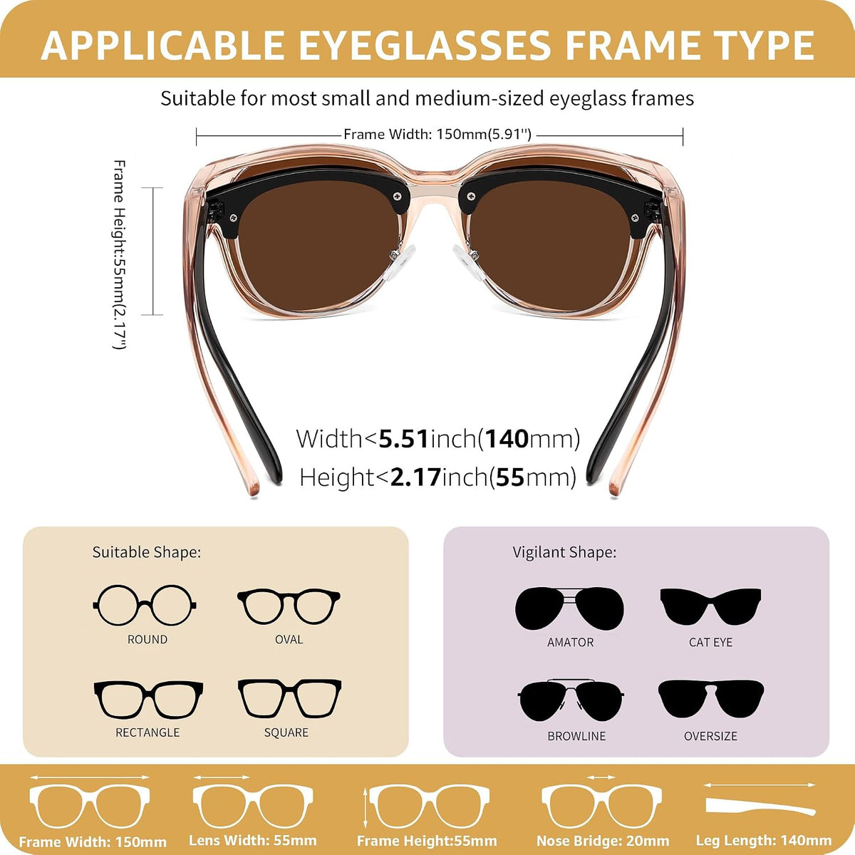 商品图片 47 | B0FRRPPHRW | FEISEDY Fit Over Glasses Polarized Sunglasses, UV400 Protection for Driving & Outdoor Activities B0328