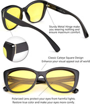 ÉÌƷͼƬ 45 | B07M9V125F | FEISEDY Polarized Vintage Sunglasses American Womens Square Jackie O Cat Eye Sunglasses B2451