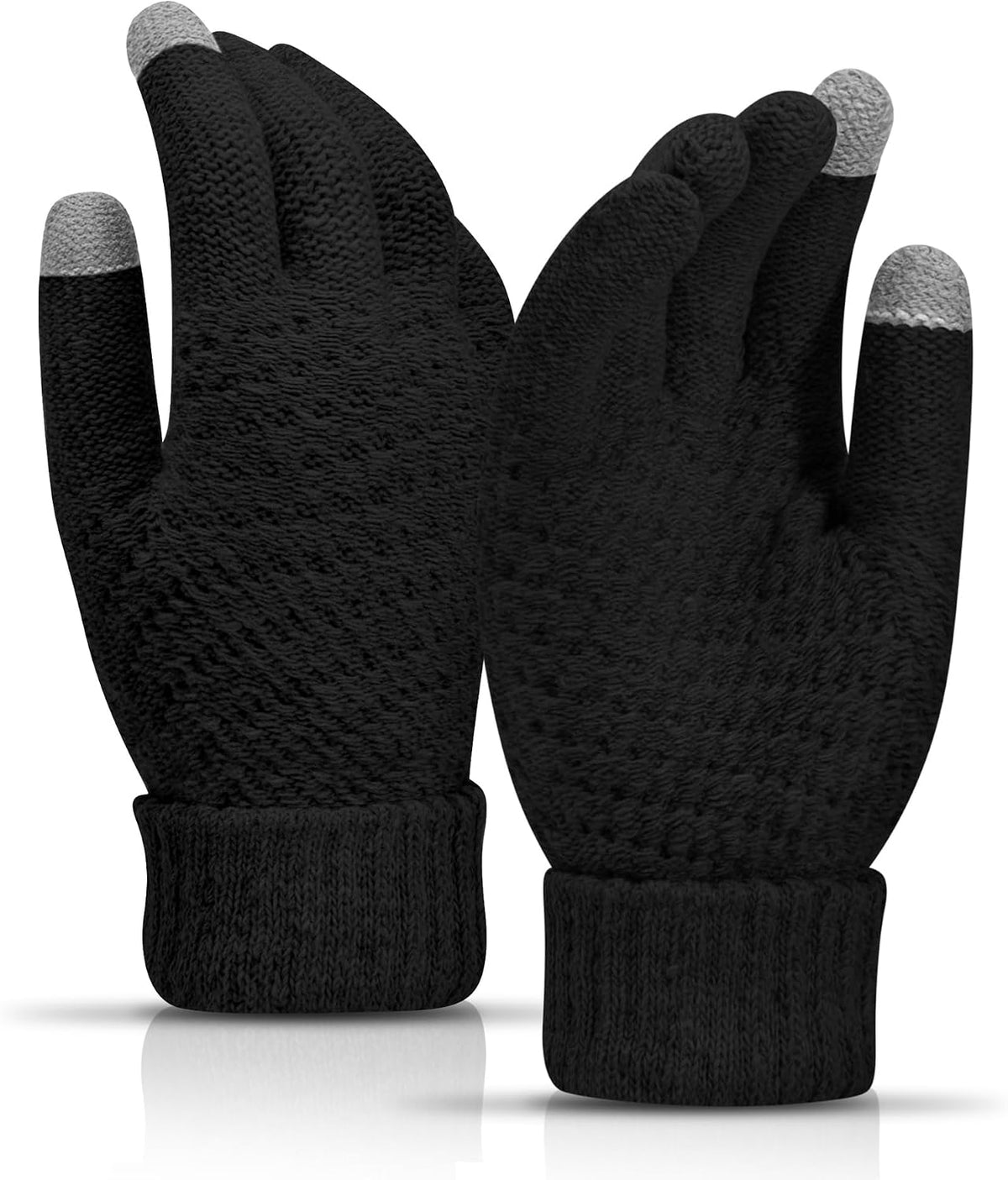 商品图片 2 | B0FQTZCSVS | Winter Gloves for Women Men - Knit Touchscreen Gloves, Fleece-Lined Thermal Gloves Fashionable Warm
