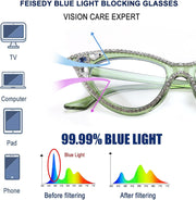 ÉÌƷͼƬ 27 | B0CQ55685Z | FEISEDY Diamond Blue Light Blocking Glasses Cat Eye Rhinestone Women Glasses Frame Anti Eyestrain Computer Eyewear B0070