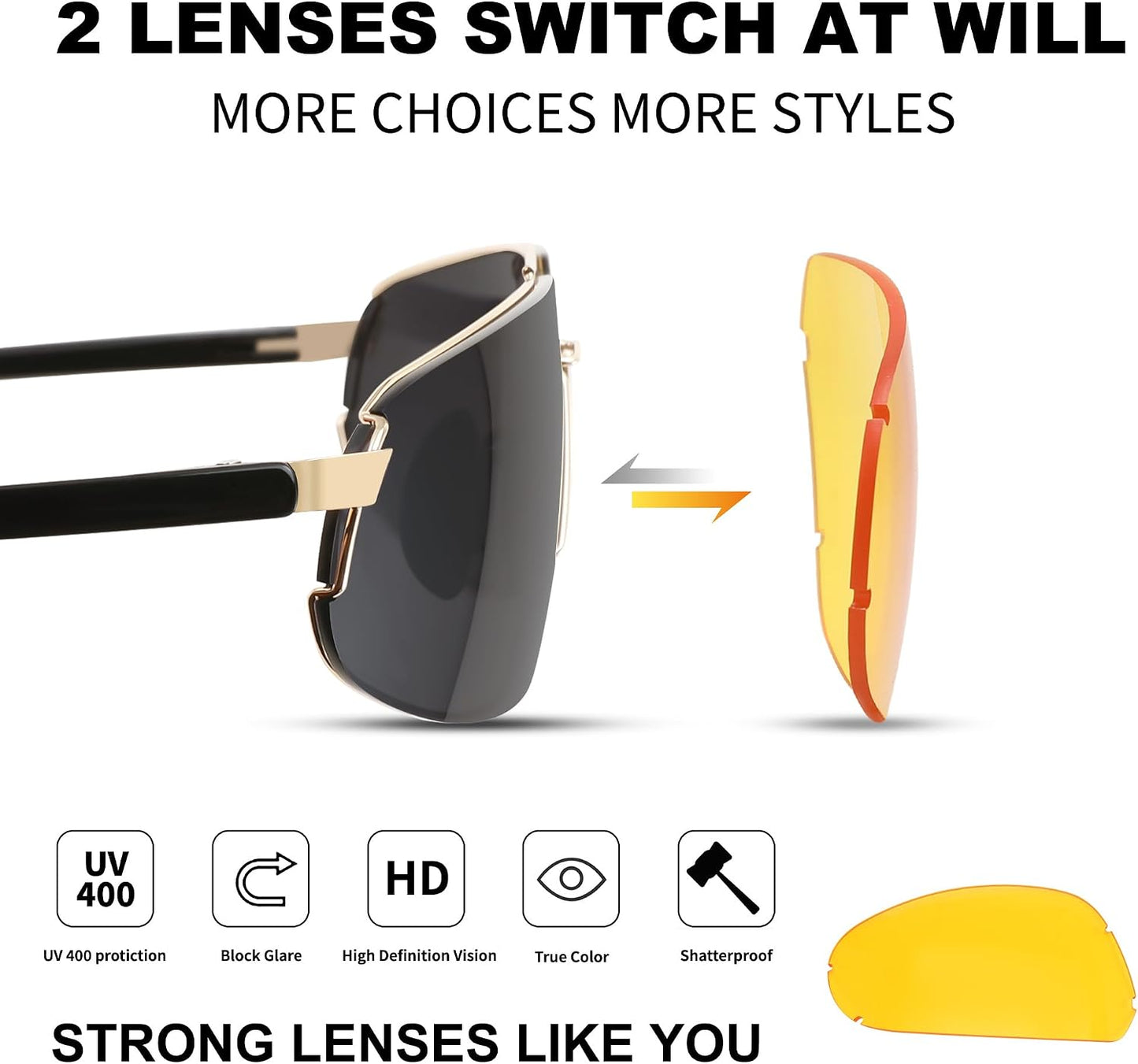商品图片 23 | B0D22TVRVN | FEISEDY Vintage Sunglasses Men Polarized, Aviator Metal Frame Lightweight, Driving Fishing Running B0057