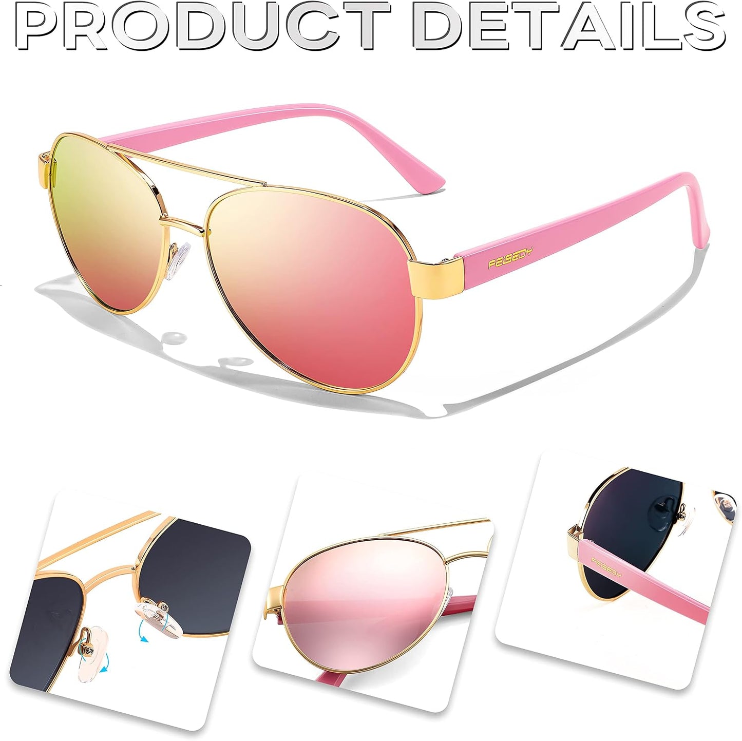 商品图片 10 | B0BXXC6Y74 | FEISEDY Classic Aviator Sunglasses for Women Pilot Polarized Sunglasses Men UV400 Protection for Driving Fishing Golf B4109
