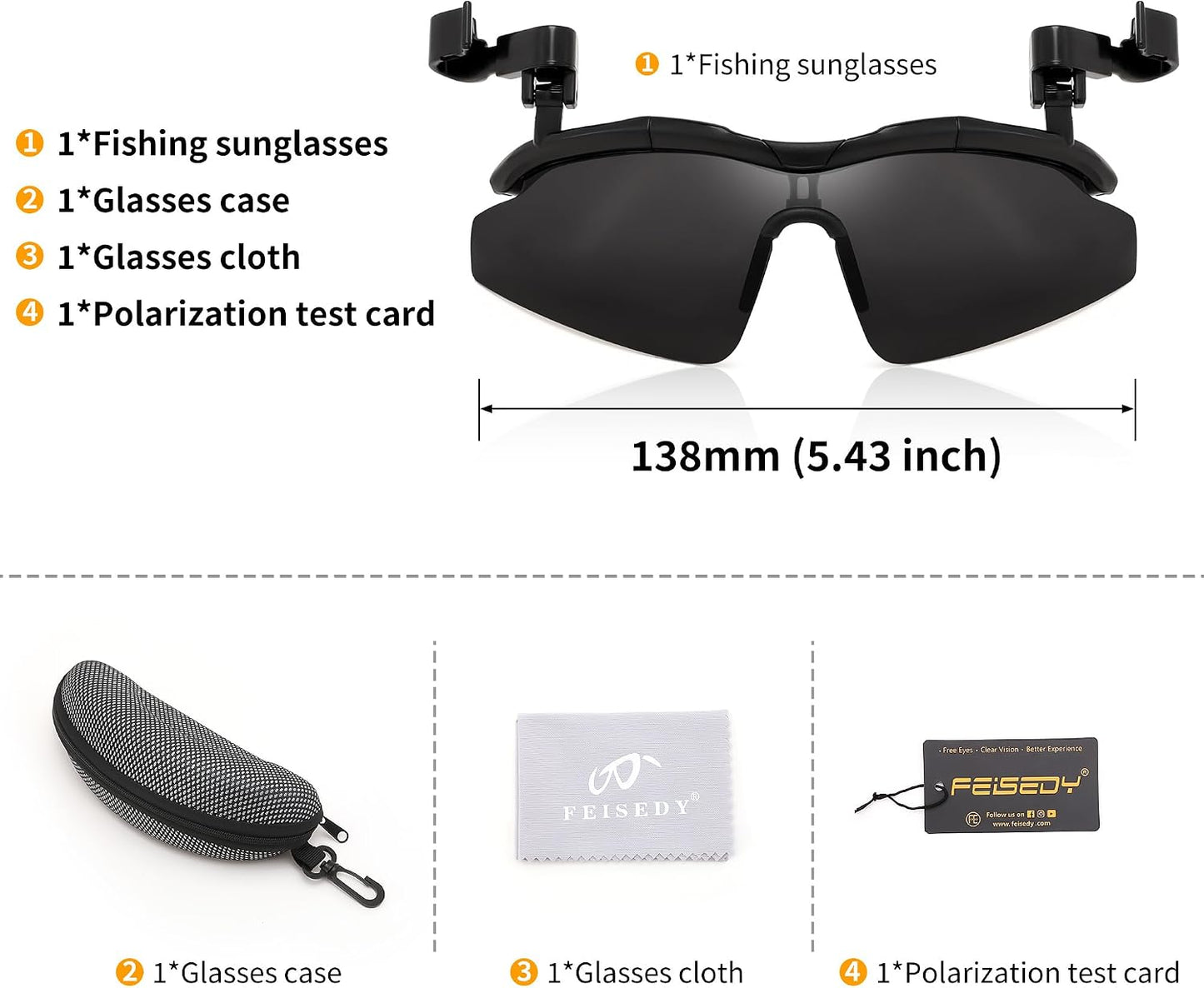 商品图片 6 | B0FZT6Y4FL | FEISEDY Polarized Clip On Sunglasses,Clip Cap Sports Sunglasses,UV400 Sunglasses for Mens Womens Fishing Cycling Hiking B0356
