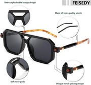 ÉÌƷͼƬ 83 | B09YTJ4FQZ | FEISEDY Vintage Square 70s Flat Aviator Sunglasses Women Men Classic Retro Stylish Frame UV400 Sunglasses B2622