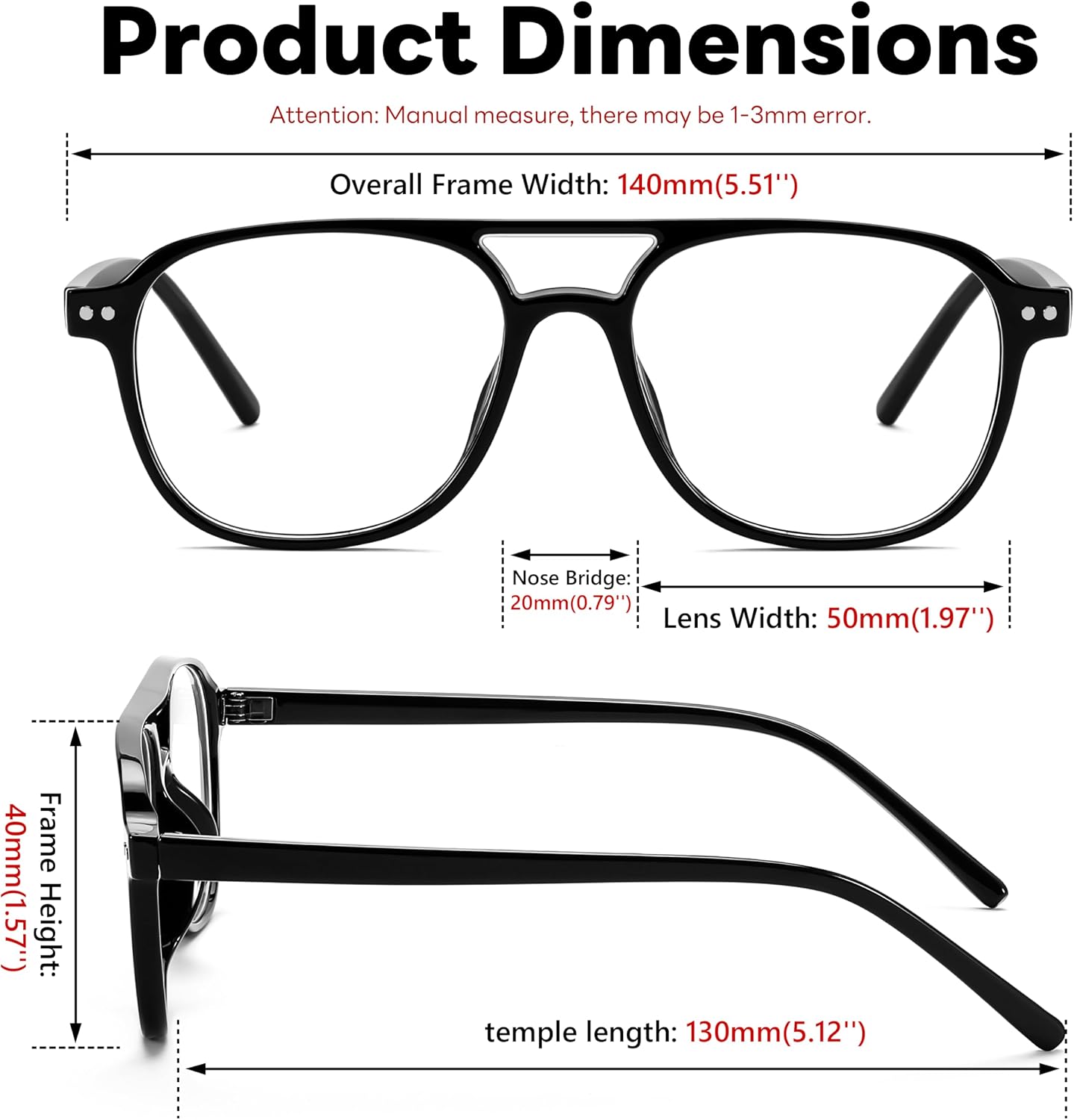 商品图片 7 | B0CY2LFJP7 | FEISEDY Blue Light Blocking Glasses Women Men Square Computer Lightweight Pilot Glasses Anti Eyestrain & UV Glare B0141