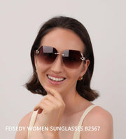 ÉÌƷͼƬ 2 | B083VRLS2Q | FEISEDY Classic Rimless Sunglasses Women Metal Frame Diamond Cutting Lens Sun Glasses B2567
