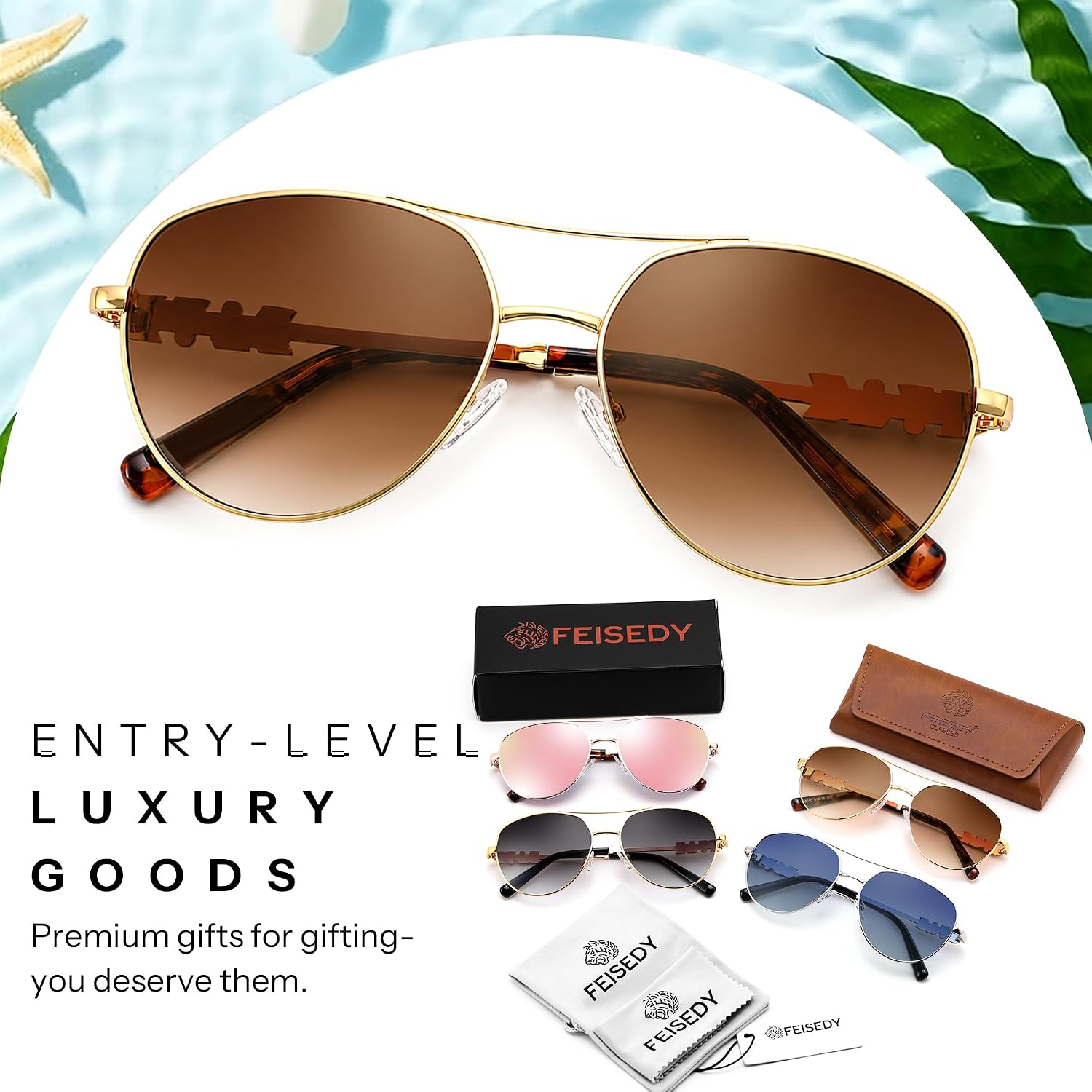 商品图片 6 | B0H4QPVJY6 | FEISEDY Retro Aviator Sunglasses for Women Men UV400 Shades B0409