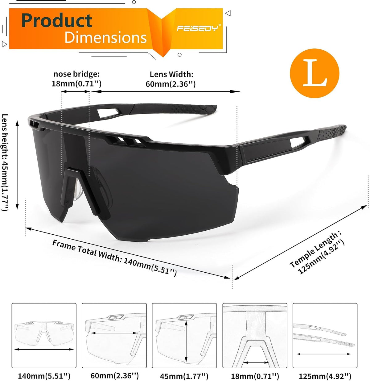 ÉÌƷͼƬ 7 | B0CBRSHNT3 | FEISEDY Sports Sunglasses for Men and Women, UV400 Protection Cycling Goggles Golf Baseball Driving Fishing B0022