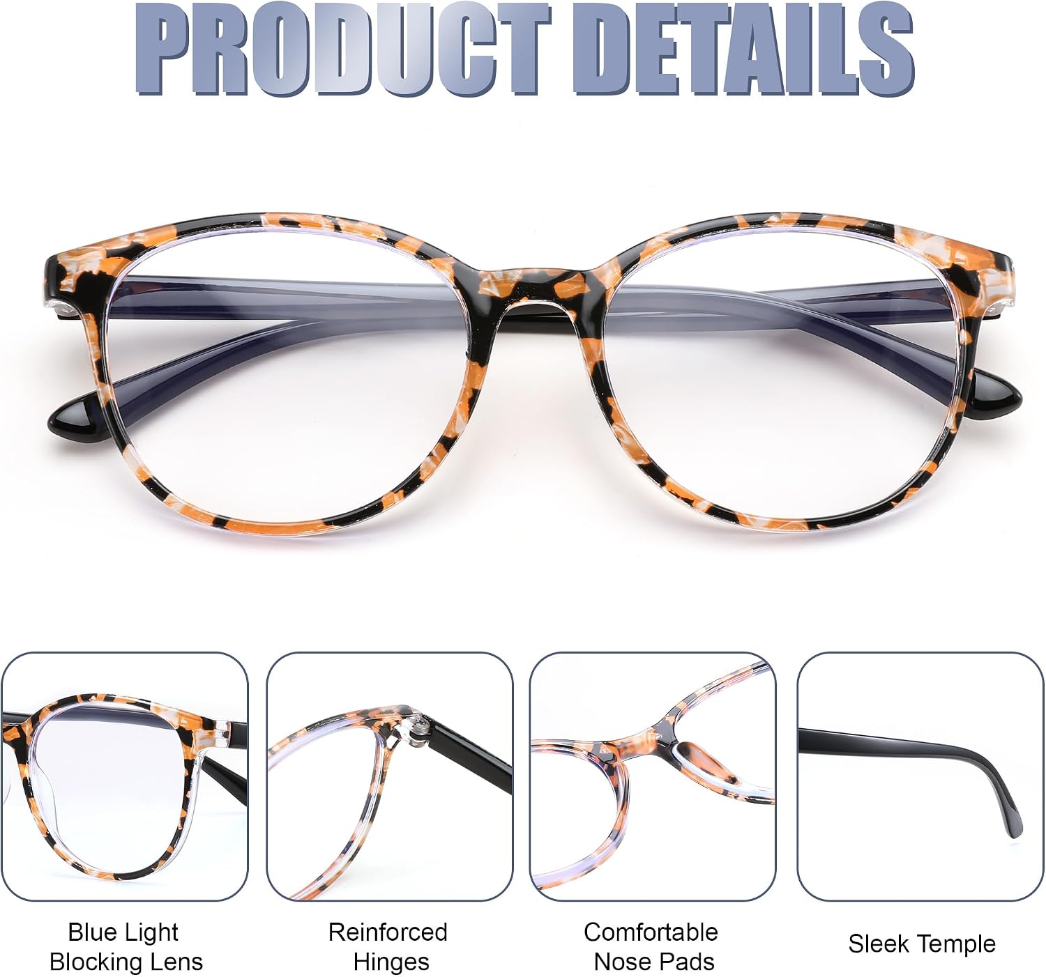 商品图片 5 | B0DG5P5J7C | FEISEDY 3 Pack Lightweight Square Blue Light Reading Glasses for Women Trendy Tortoise Clear Readers B0238