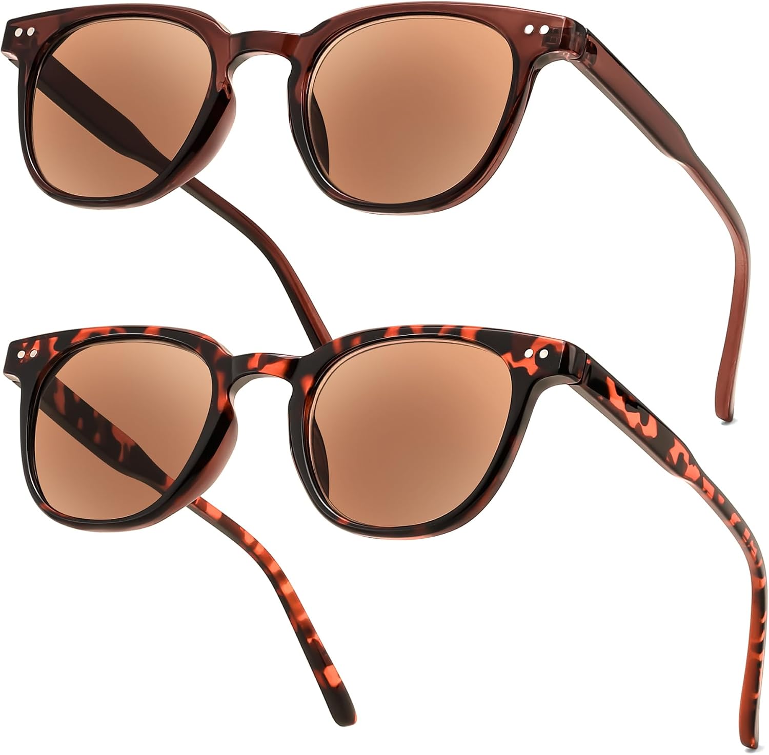 Tea+tortoise / 2.0 x | B0FQ5858XG | FEISEDY Round Reading Sunglasses for Men and Women Stylish Blue Light Blocking Readers B0113