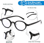 ÉÌƷͼƬ 5 | B0GZPJSP52 | FEISEDY Retro Small Oval Reading Glasses for Men Women Blue Light Blocking Computer Readers B1663