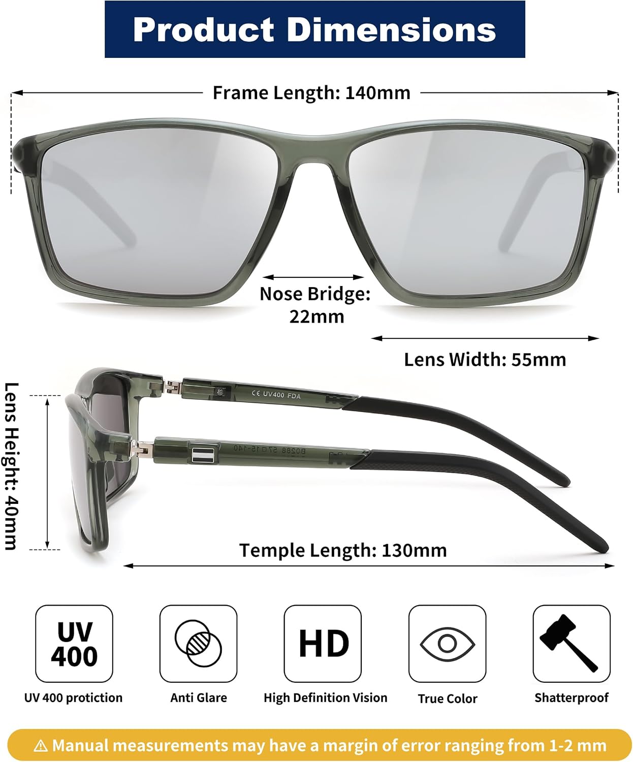 商品图片 14 | B0FG2HCVQL | FEISEDY Rectangle Sunglasses Women Men Trendy Classic Sunglasses Fashion Retro Vintage Square Frame Polarized UV400 B0288