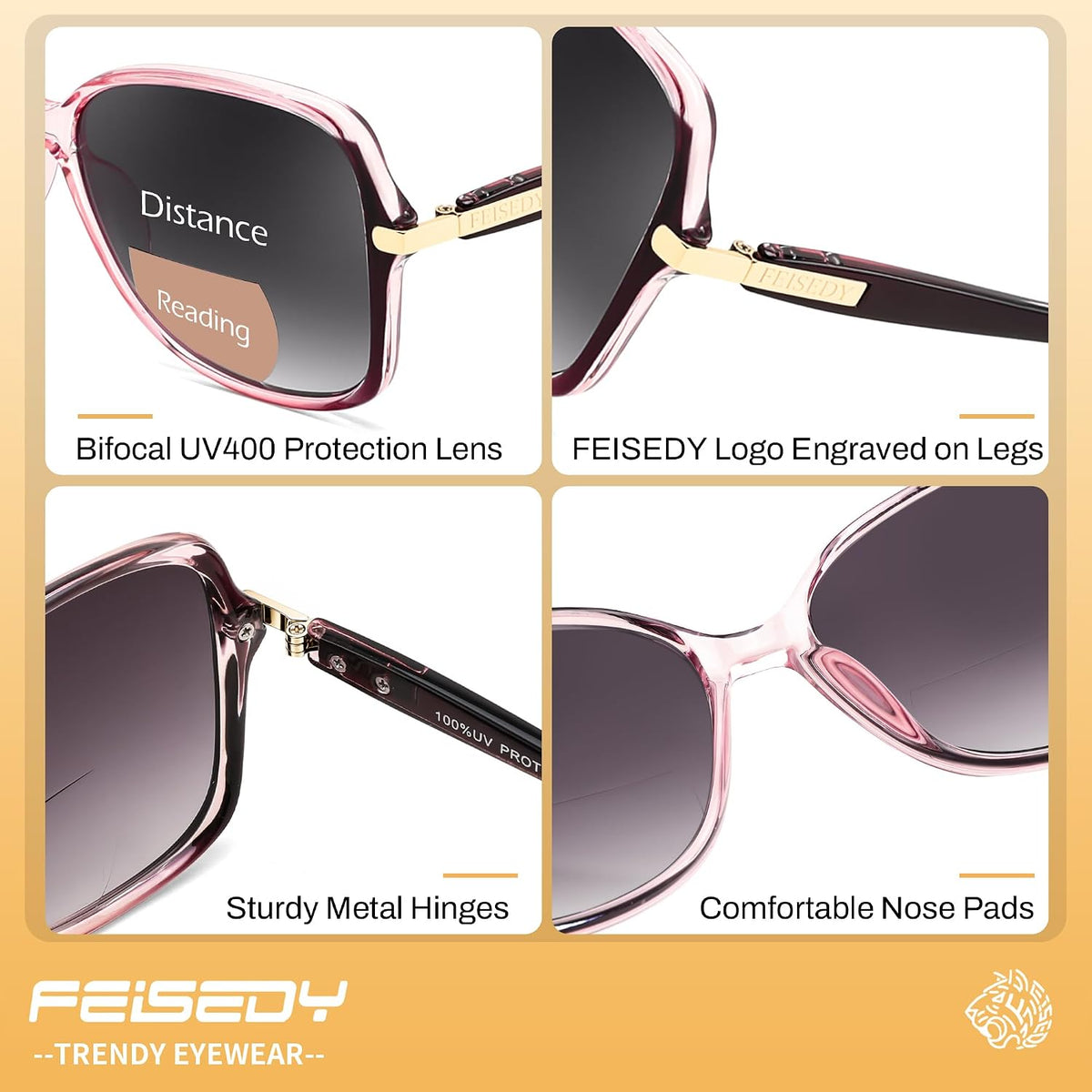 商品图片 12 | B0GT132JWH | FEISEDY Women Bifocal Sunglasses Reader UV400 Protection B0351 | Butterfly Sun Reader, Fashion Outdoor Reading Glasses