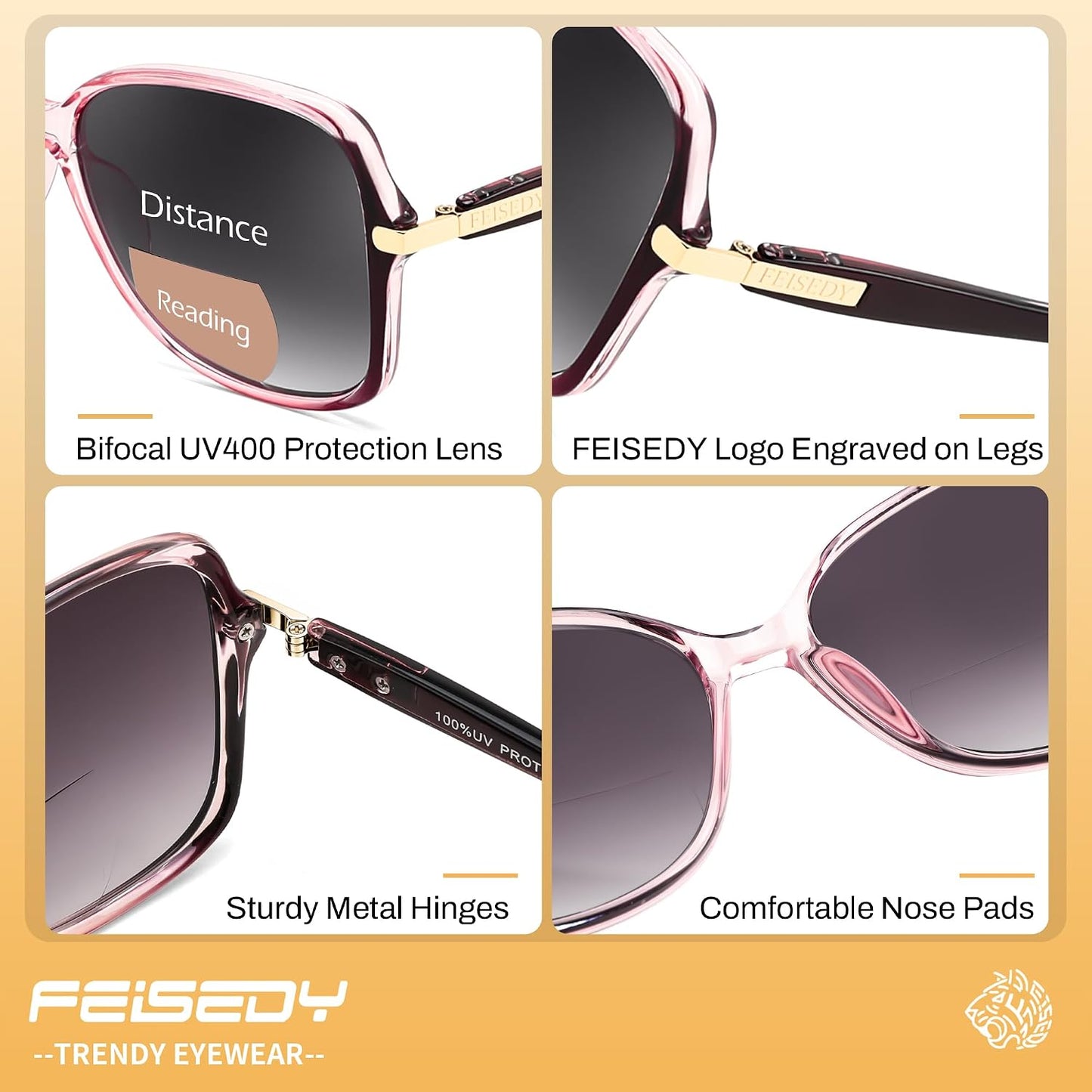 商品图片 12 | B0GT132JWH | FEISEDY Women Bifocal Sunglasses Reader UV400 Protection B0351 | Butterfly Sun Reader, Fashion Outdoor Reading Glasses
