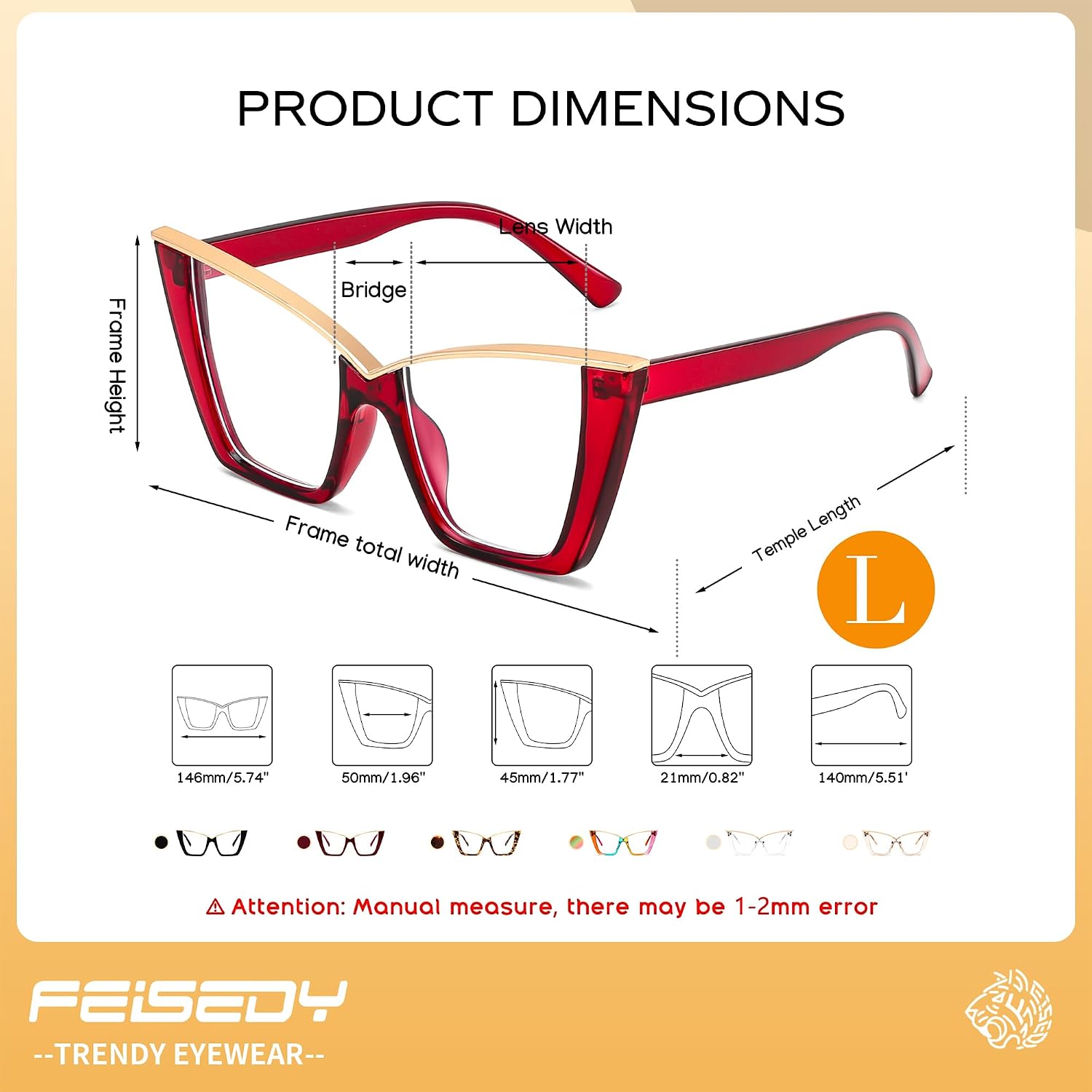 商品图片 43 | B0DGX4KTLX | FEISEDY Fashion Cat Eye Blue Light Blocking Glasses for Women Fake Retro Eyeglasses Oversized Stylish Eyewear Frame B0240